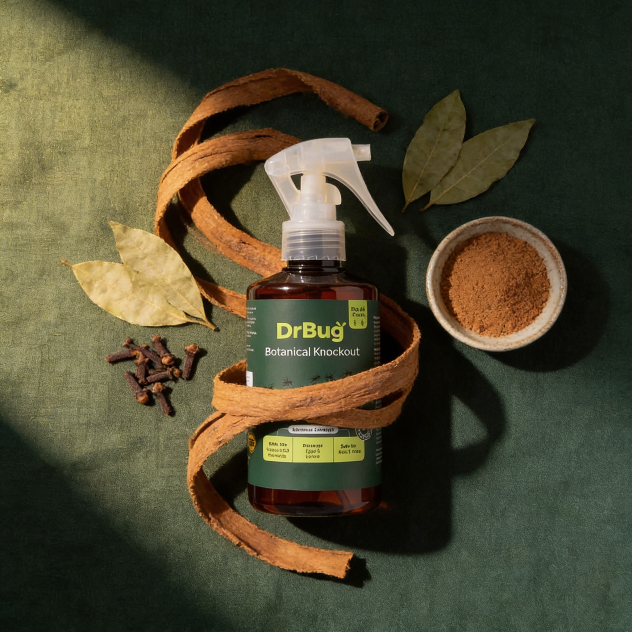 DrBug Botanical Knockout with cinnamon bark, cloves, and bay leaves